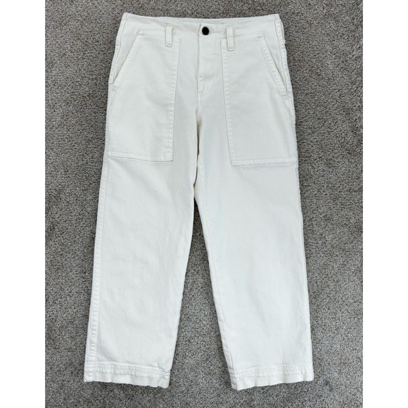 Everlane Pants - Everlane Straight Crop Utility Pant Womens 6 Bone White High Rise Organic Cotton